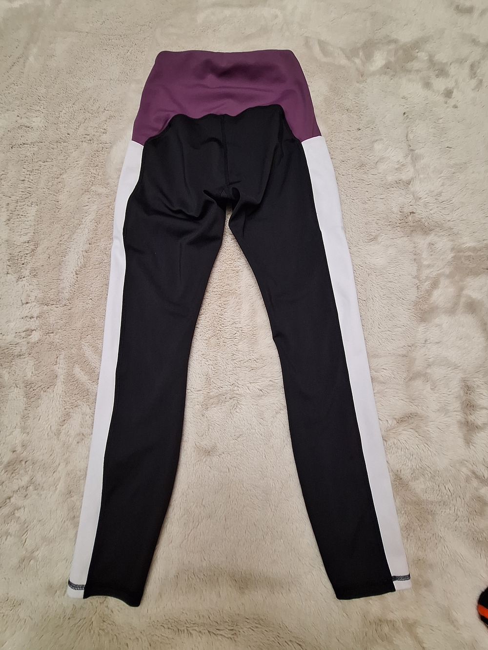 Move Theology Women’s XS Black White Purple Colorblock Ankle High Rise Leggings - Picture 2 of 8